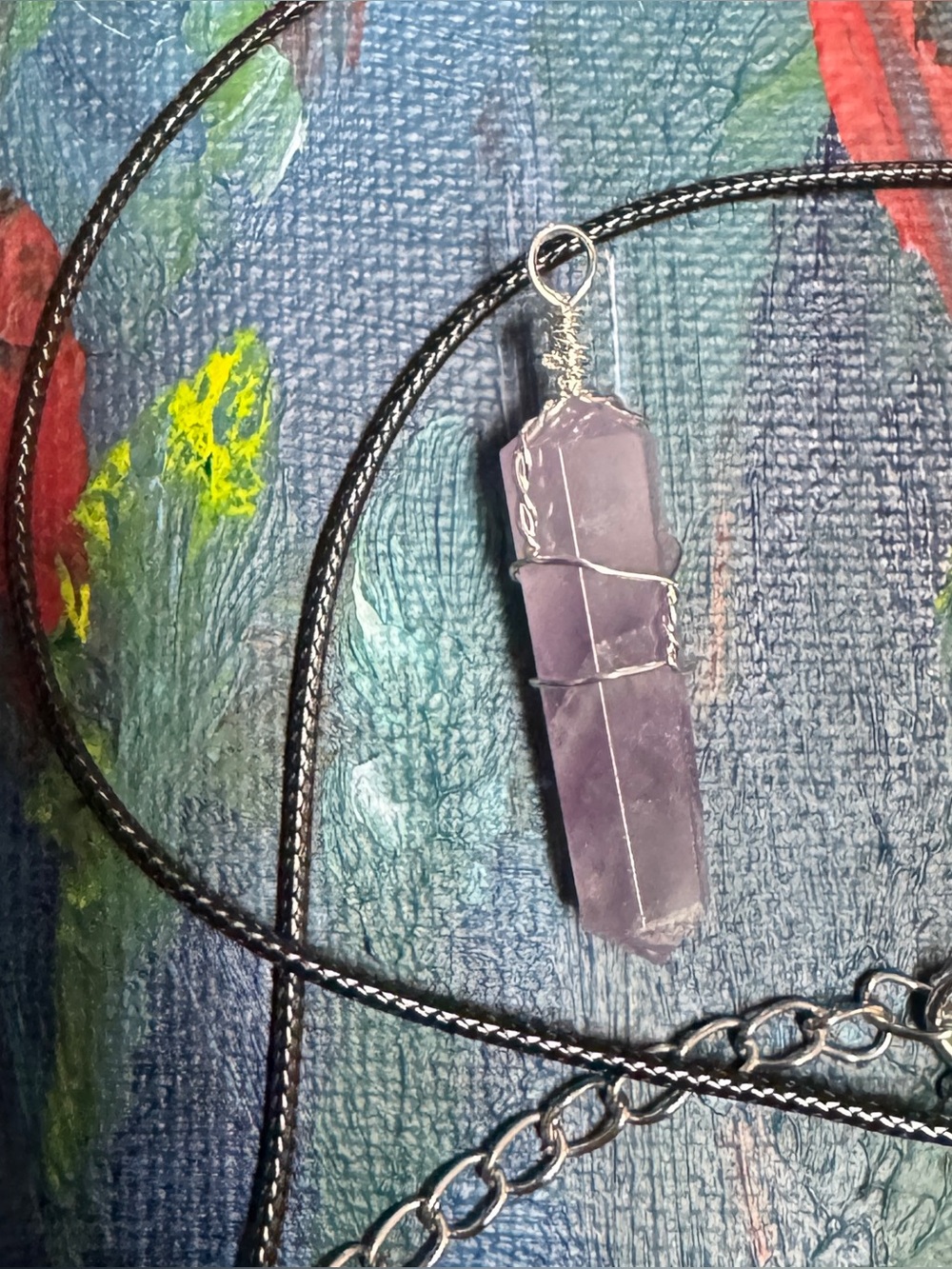 Amethyst Crystal Point Pendant Necklace - Purple Stone Wire Wrapped